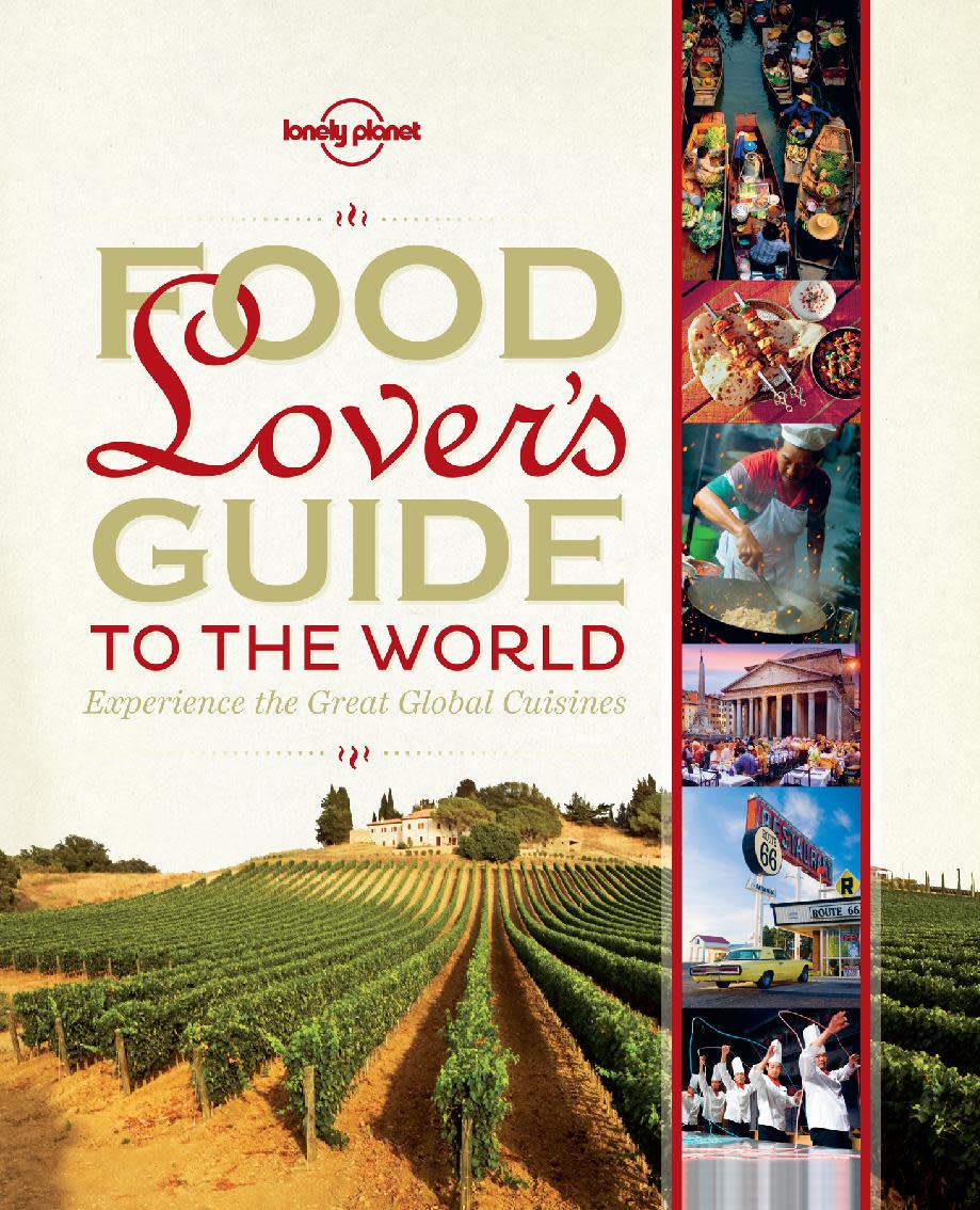 This undated image provided by Lonely Planet shows one of the publisher’s recent books, “Food Lover’s Guide to the World.” The hard-cover coffee-table style book is a guide to cuisines of the world, including food history, recipes and recommendations for places to eat. (AP Photo/Lonely Planet)