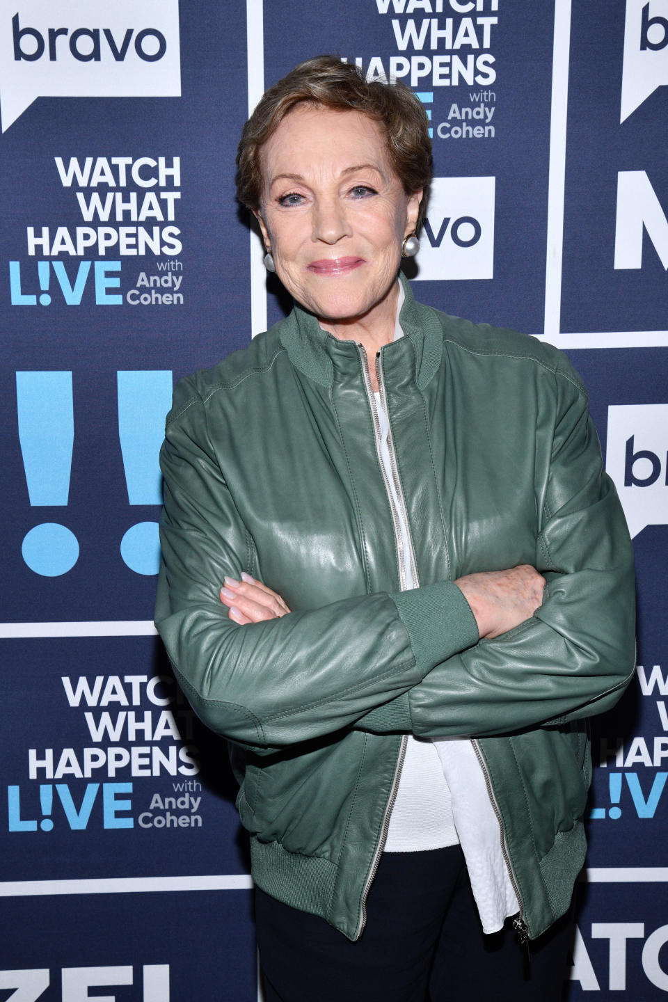 Julie Andrews poses as she visits "Watch What Happens Live" in 2019