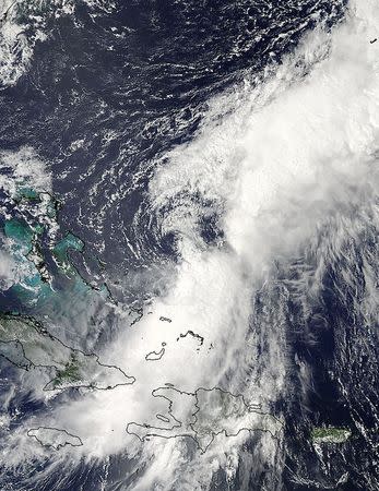 Hurricane Cristobal is pictured over the Bahamas in this August 25, 2014 NASA satellite handout photo. REUTERS/NASA/Handout via Reuters