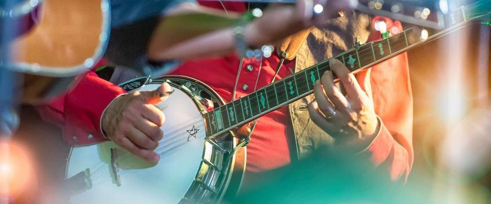 Banjo player in the country band