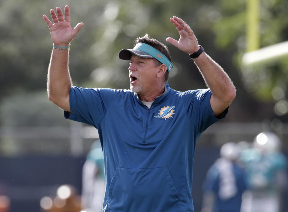 Miami Dolphins offensive line coach Chris Foerster was forced to resign in October, after a video of him snorting coacaine at the team’s facility went public. (AP)