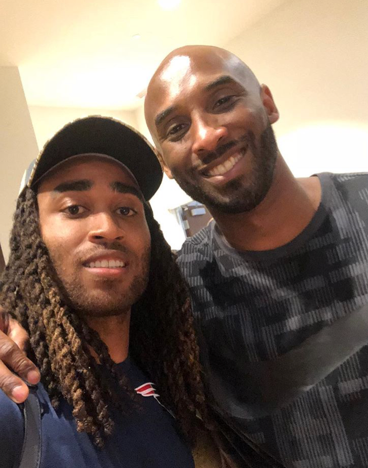Retired NBA star Kobe Bryant, right, visited the New England Patriots facility on Wednesday. Here he posed with cornerback Stephon Gilmore. (Gilmore/Instagram)