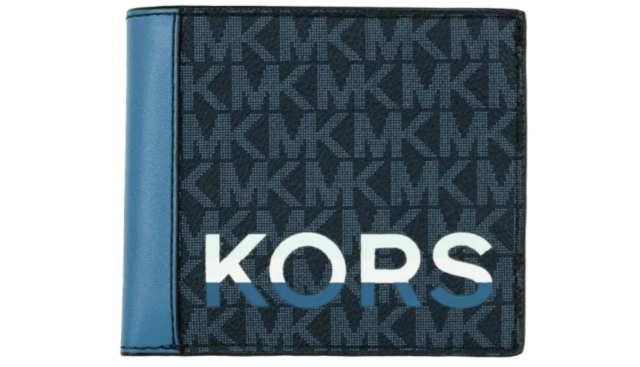 Michael Kors Cooper Blue Multi Signature Leather Graphic Logo Billfold Wallet. PHOTO: Robinsons