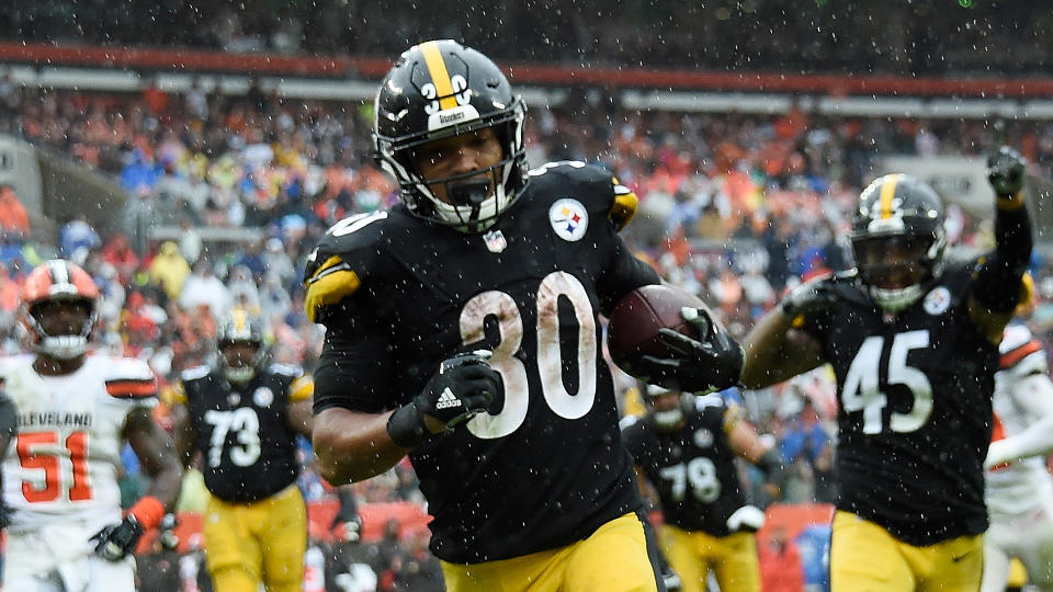 James Conner ran for two touchdowns in Sunday's tie vs. the Browns. (Getty Images) 