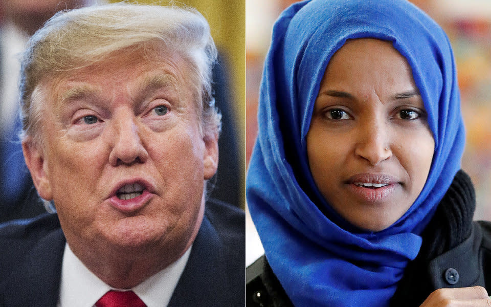 President Donald Trump said Tuesday that Rep. Ilhan Omar's recent apology was "lame." (Photo: Getty Images/Reuters)