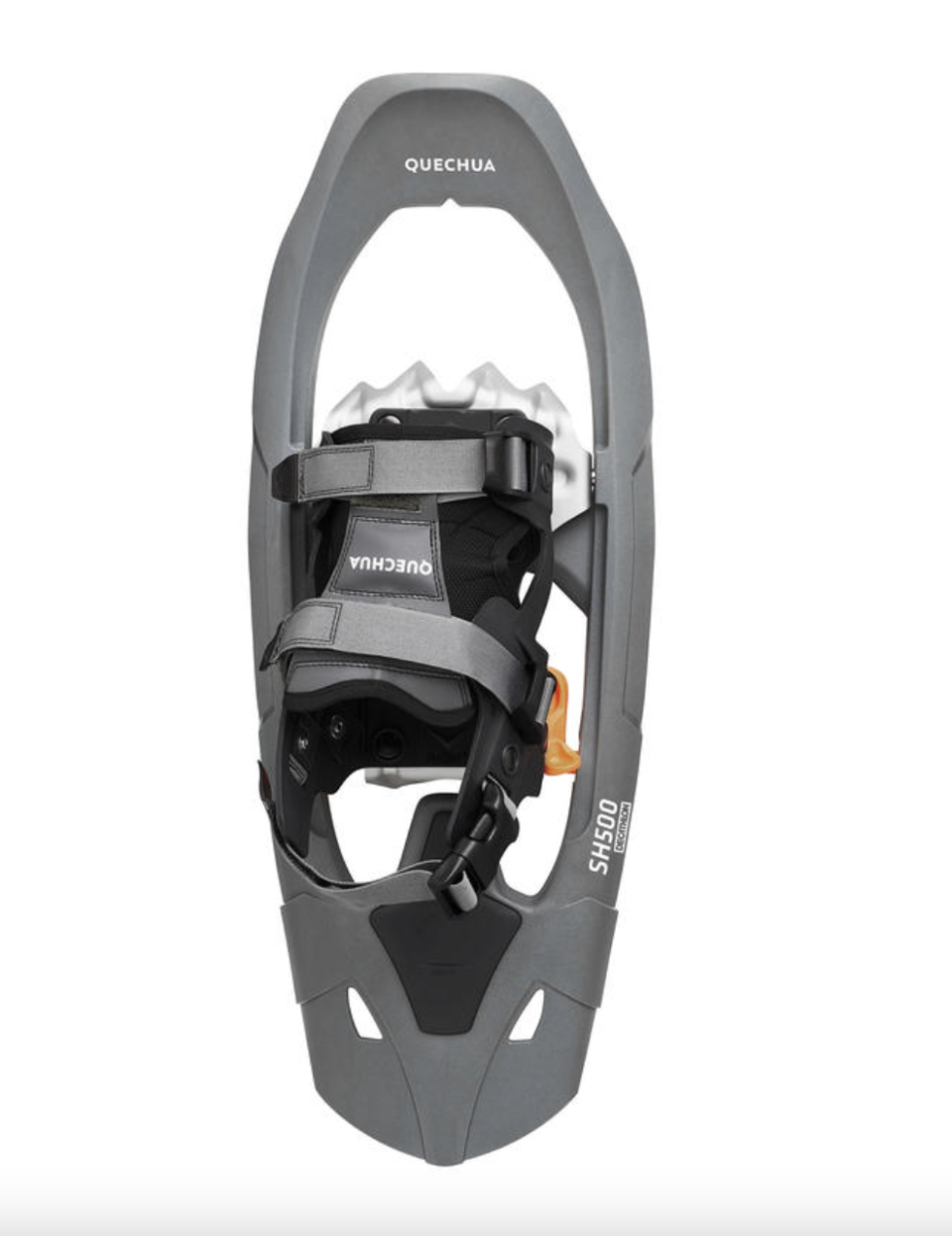 Quechua Adult Snowshoes in grey with black straps (Photo via Decathlon)