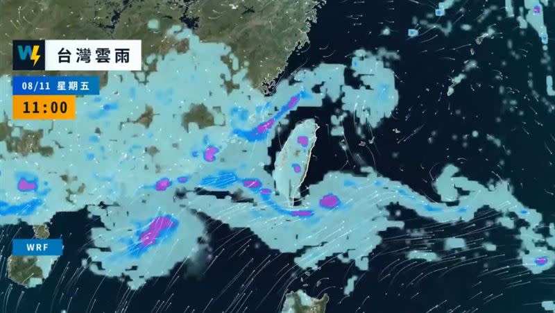 今、明2天會是西南風降雨最明顯的時間。（圖／翻攝自「天氣風險 WeatherRisk」臉書）