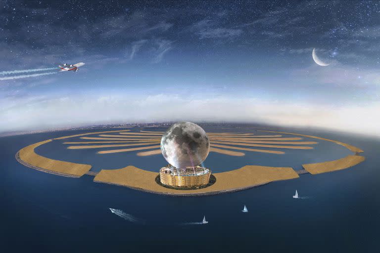 Otro render de la ubicación posible del proyecto Moon (Michael Henderson/Moon World Resorts via AP)