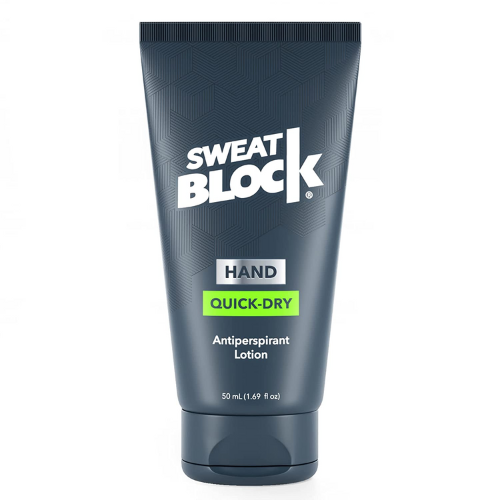 SweatBlock Antiperspirant lotion against white background