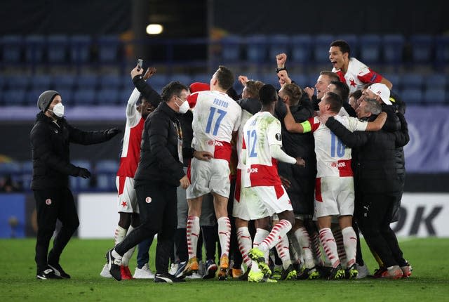 Slavia Prague celebrate a fine win