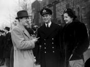 <p>The Prince shared a laugh with his friends, Lord and Lady Brabourne in March 1947. Photo: Getty Images.</p> 