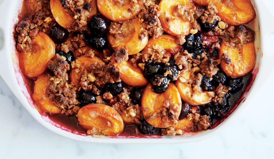 Apricot, Cherry, and Graham Cracker Crumble