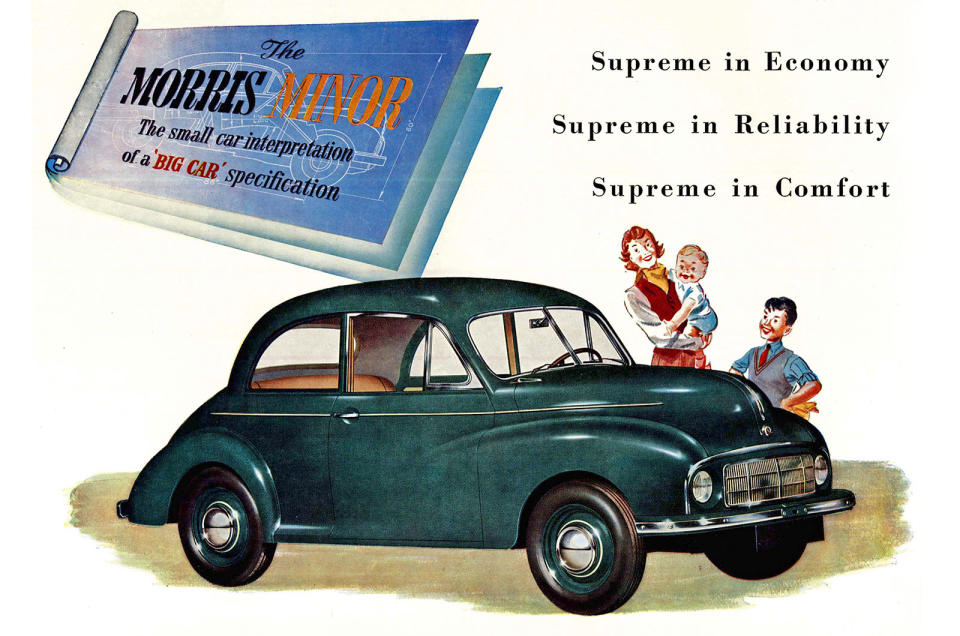 <p>The French got the Renault 4CV, the British got the Morris Minor, which was the first British car to ever sell a <strong>million</strong> examples, a milestone reached at the end of 1960. By the time Minor production was wound up altogether in 1971, 1.6 million had been sold across a range of bodystyles: saloon (two- and four-door), convertible, van, estate and pick-up.</p><p>Despite its popularity the Minor was utterly conventional in its <strong>engineering</strong> with a side-valve (later overhead-valve) engine and rear-wheel drive. But designer <strong>Alec Issigonis</strong> had hoped for a flat-four engine, independent front suspension by wishbones plus rack-and-pinion steering – he got only the last one.</p><p><strong>Honourable mentions for 1948: </strong>Citroën 2CV, Land Rover Series I, 1949 Ford</p>