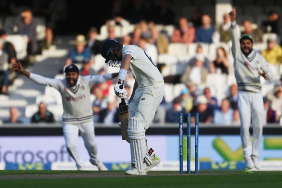 Root was bowled by India’s Umesh Yadav to swing the Test’s momentum (Getty Images)