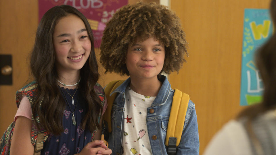 This image released by Apple TV+ shows Liliana Inouye and Carsyn Rose in “Amber Brown,” premiering globally on Friday, July 29. (Apple TV+ via AP)