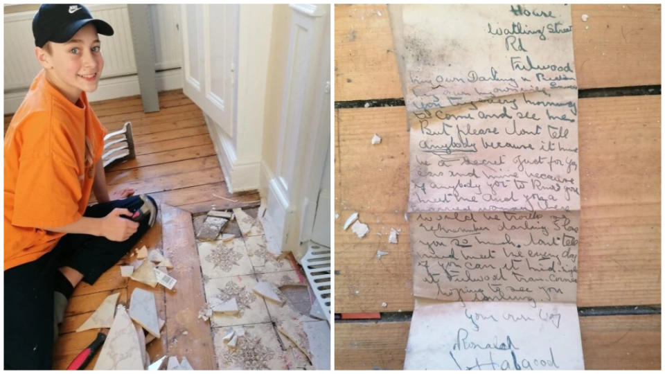 英國一名少年日前整理房間時意外發現一封百年前的情書。（圖／翻攝自推特@101Biography）