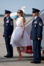 <p>The Presidential Family <a rel="nofollow noopener" href="https://www.townandcountrymag.com/society/politics/news/a9923/doanld-trump-mar-a-lago/" target="_blank" data-ylk="slk:attended Easter service in Palm Beach;elm:context_link;itc:0;sec:content-canvas" class="link ">attended Easter service in Palm Beach</a>. For the day, Melania wore a white dress with a gold belt and neon pastel stilettos to spark Easter cheer.</p>