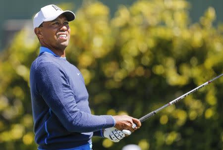 Mar 15, 2018; Orlando, FL, USA; Tiger Woods tees off on the ninth hole during the first round of the Arnold Palmer Invitational golf tournament at Bay Hill Club & Lodge . Mandatory Credit: Reinhold Matay-USA TODAY Sports