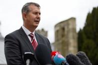 Democratic Unionist Party's (DUP) Edwin Poots makes a statement to the media outside Stormont Castle in Belfast, Northern Ireland June 28, 2017. REUTERS/Clodagh Kilcoyne