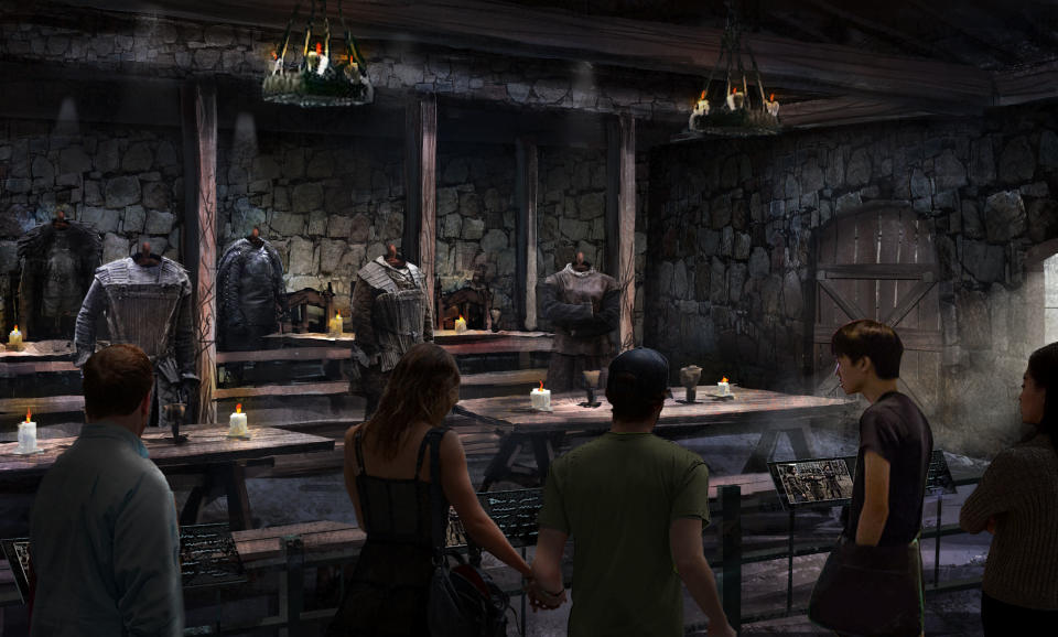 Concept art for the Game of Thrones tour: The Castle Black Mess Hall (HBO)