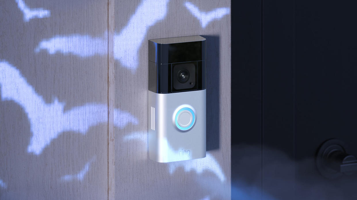  Ring door bell with projected bats. 