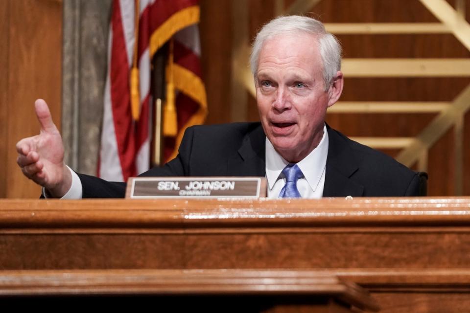 Wisconsin Sen. Ron Johnson speaks during a hearing.