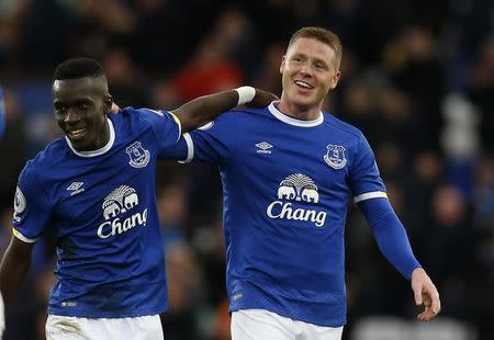 Britain Football Soccer - Everton v Sunderland - Premier League - Goodison Park - 25/2/17 Everton's Idrissa Gueye and James McCarthy celebrate after the game Reuters / Andrew Yates Livepic