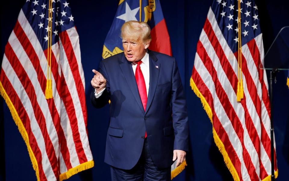 The former US president at the Republican rally in North Carolina - JONATHAN DRAKE /REUTERS