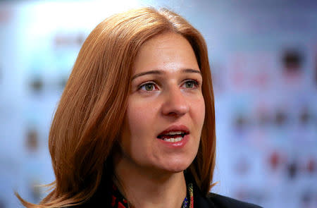 Anna Neistat, Senior Director for Research with Amnesty International, talks to journalists about a report she co-authored titled 'Island of Despair - Australia's "Processing" of Refugees on Nauru' in Sydney, Australia, October 17, 2016 that concludes many of the 410 asylum seekers held on the tiny Pacific Island are being driven to attempt suicide to escape the prison-like conditions they face in indefinite detention on behalf of Australia. REUTERS/David Gray