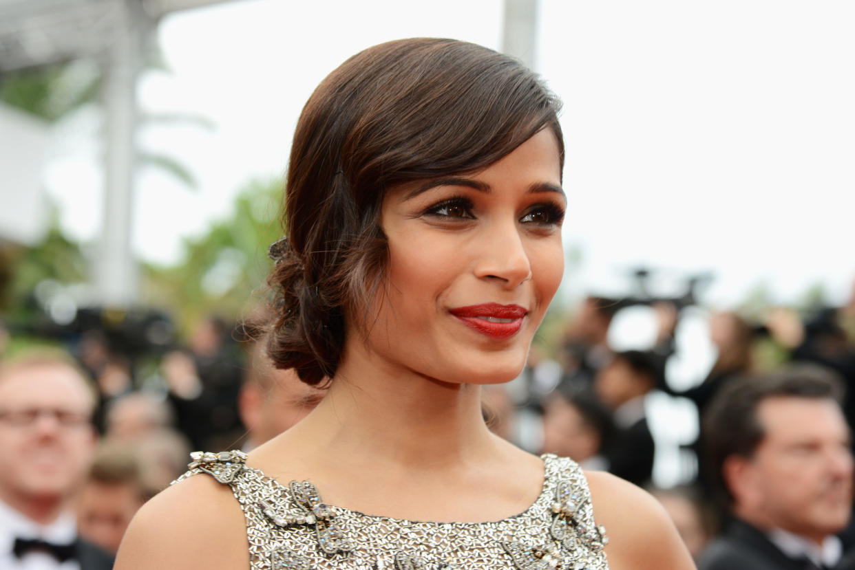 CANNES, FRANCE - MAY 16:  Actress Frieda Pinto attends the 'Jeune & Jolie' premiere during The 66th Annual Cannes Film Festival at the  Palais des Festivals on May 16, 2013 in Cannes, France.  (Photo by Traverso/L'Oreal/Getty Images)