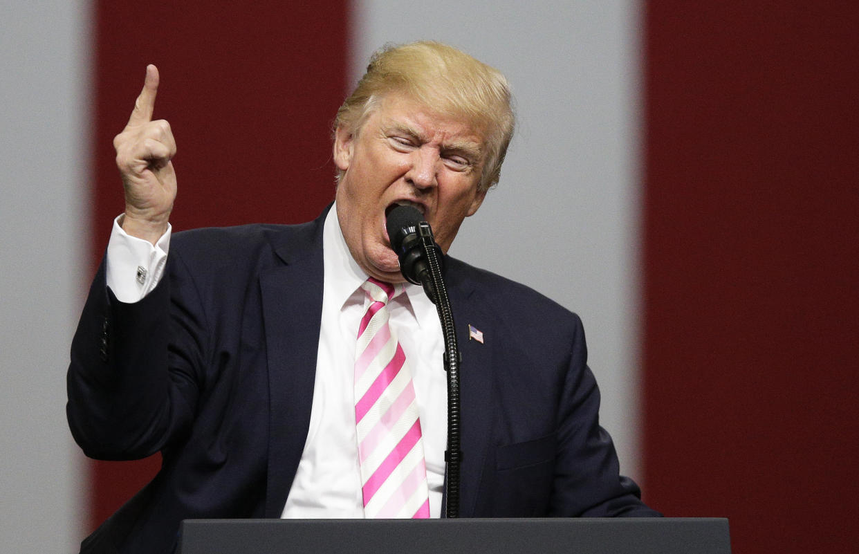 Trump discussing the NFL, and player protests, in Huntsville, Alabama, on Sept. 22, 2017.