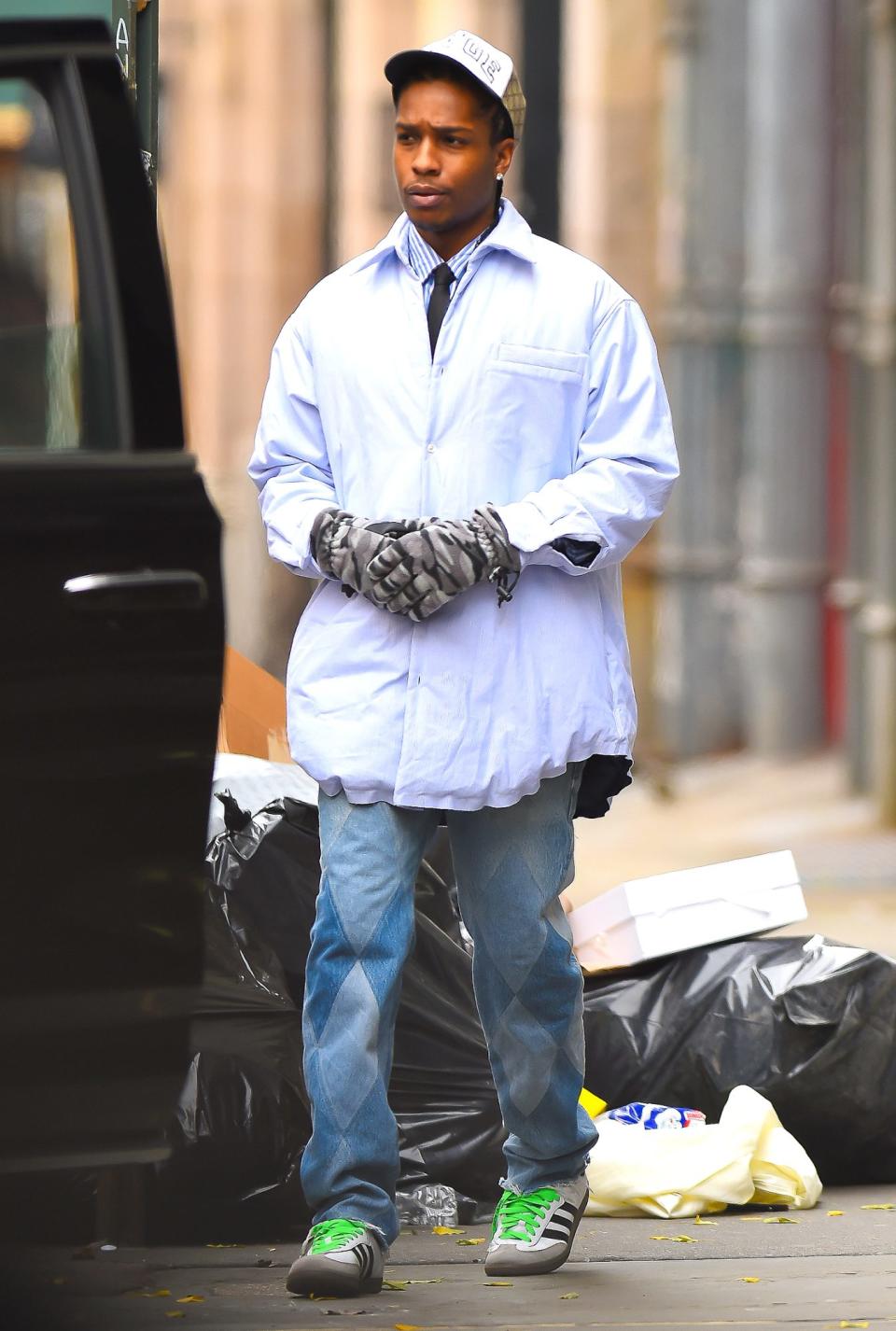 <p>A$AP Rocky pounds the pavement in N.Y.C. on Nov. 25.</p>