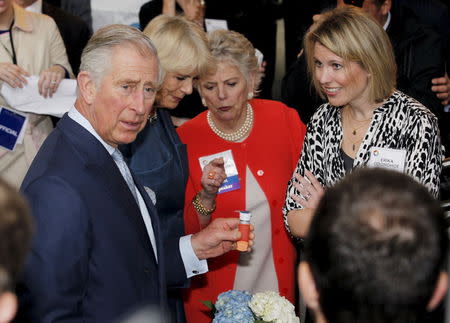 Britain's Prince Charles (L) speaks with presenters at a display of technology at the Kentucky Center for African American Heritage in Louisville, Kentucky March 20, 2015. REUTERS/John Sommers II