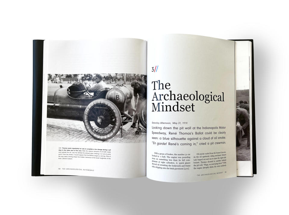 Photo of a spread in the book "The Archaeological Automobile" by Miles C. Collier.