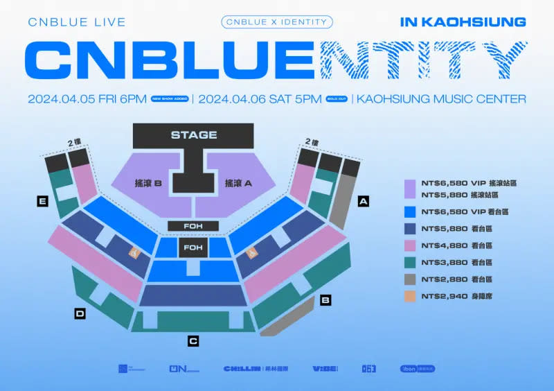 ▲CNBLUE高雄演唱會座位圖、票價資訊。（圖／希林國際）