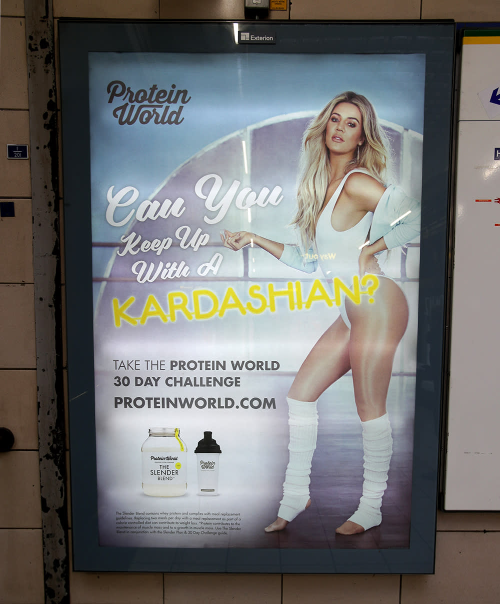 Protein World’s advertisements featuring Khloé Kardashian drew harsh responses from some people who said the images were heavily airbrushed. (Photo: ZUMA Press)