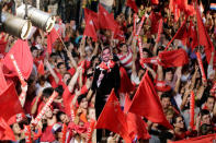 Supporters of Paraguay’s newly-elected President Mario Abdo Benitez of the Colorado Party celebrate in Asuncion, Paraguay April 22, 2018. REUTERS/Jorge Adorno