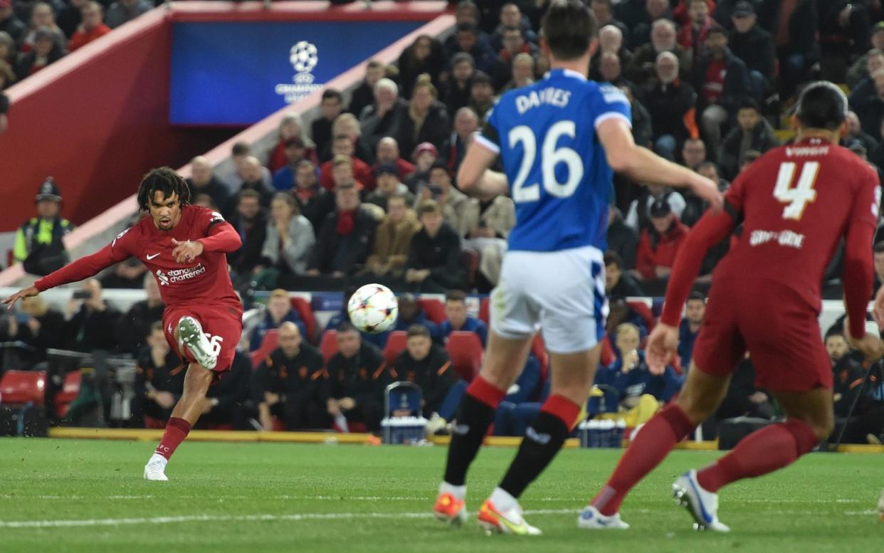 Trent Alexander-Arnold whipped in a lovely free-kick to put Liverpool ahead - Trent Alexander-Arnold impressed after a difficult few weeks - GETTY IMAGES