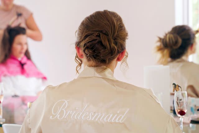 <p>Getty</p> Bridesmaids getting their hair done