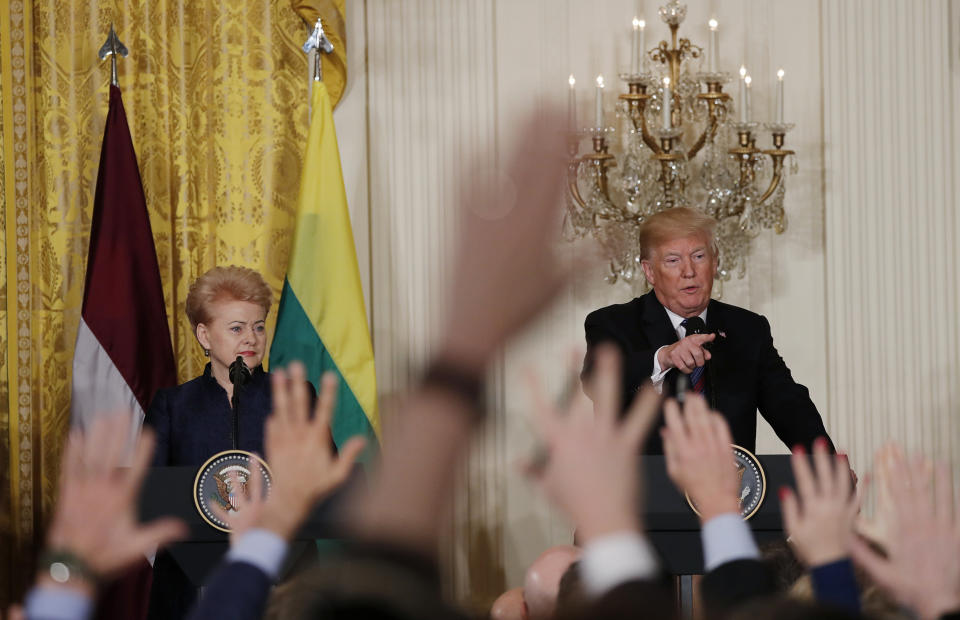 President Trump with Lithuania's President Dalia Grybauskaite