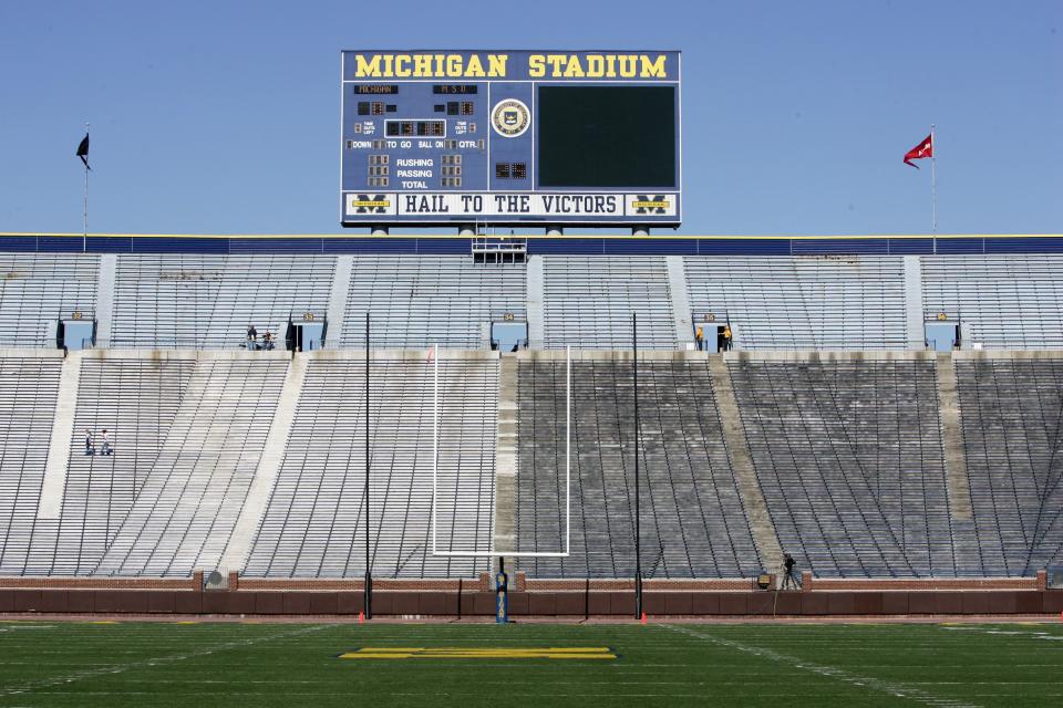 ANN ARBOR - OCTOBER 7: A general view of the scoreboard taken before the game between the Michigan State Spartans and Michigan Wolverines at Wolverine Stadium on October 7, 2006 in Ann Arbor, Michigan. (Photo by: Harry How/Getty Images)