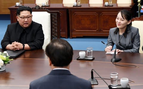 North Korean Leader Kim Jong Un (L), sister Kim Yo Jong (R) attend the Inter-Korean Summit  - Credit: Getty