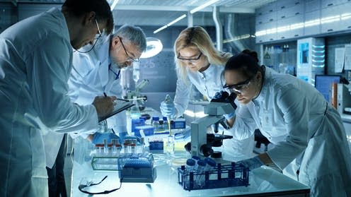   <span class="attribution"><a class="link " href="https://www.shutterstock.com/image-photo/team-medical-research-scientists-collectively-working-691541065" rel="nofollow noopener" target="_blank" data-ylk="slk:Gorodenkoff/Shutterstock;elm:context_link;itc:0;sec:content-canvas">Gorodenkoff/Shutterstock</a></span>