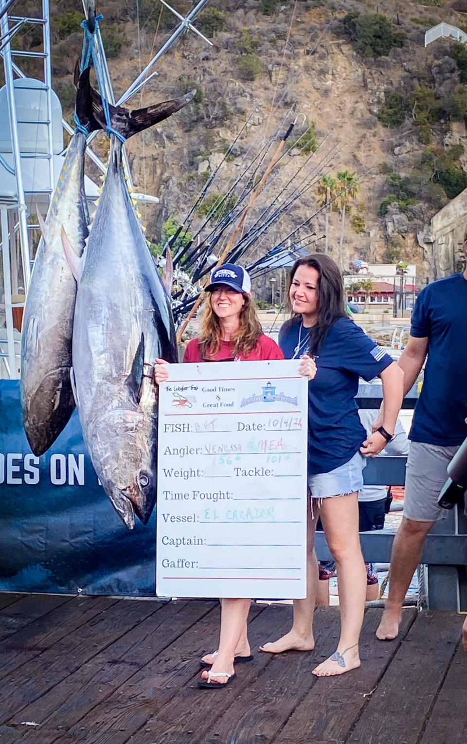 Veterans Vanessa Brown and Mea Peterson caught one of the largest tuna during the War Heroes on Water fishing tournament. / Credit: Handout