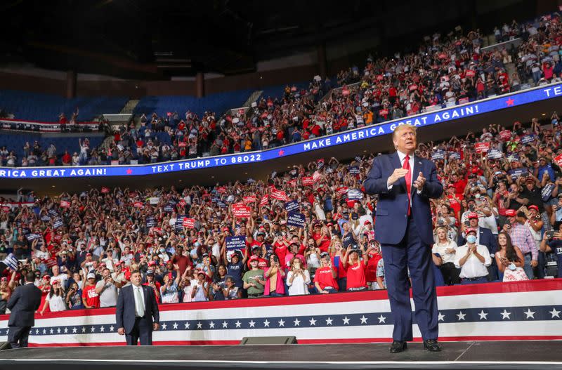 FILE PHOTO: U.S. President Donald Trump holds his first re-election campaign rally in several months in Tulsa, Oklahoma