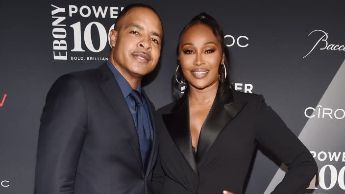 Mike Hill (left) and his wife, Cynthia Bailey (right), attend the 2021 Ebony Power 100 at The Beverly Hilton last month in Beverly Hills. (Photo: Alberto E. Rodriguez/Getty Images)