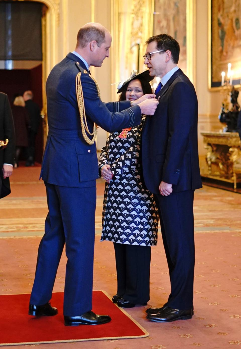 The Duke of Cambridge awards OBEs to Mr and Mrs Ednan-Laperouse at Windsor Castle (Yui Mok/PA) (PA Wire)