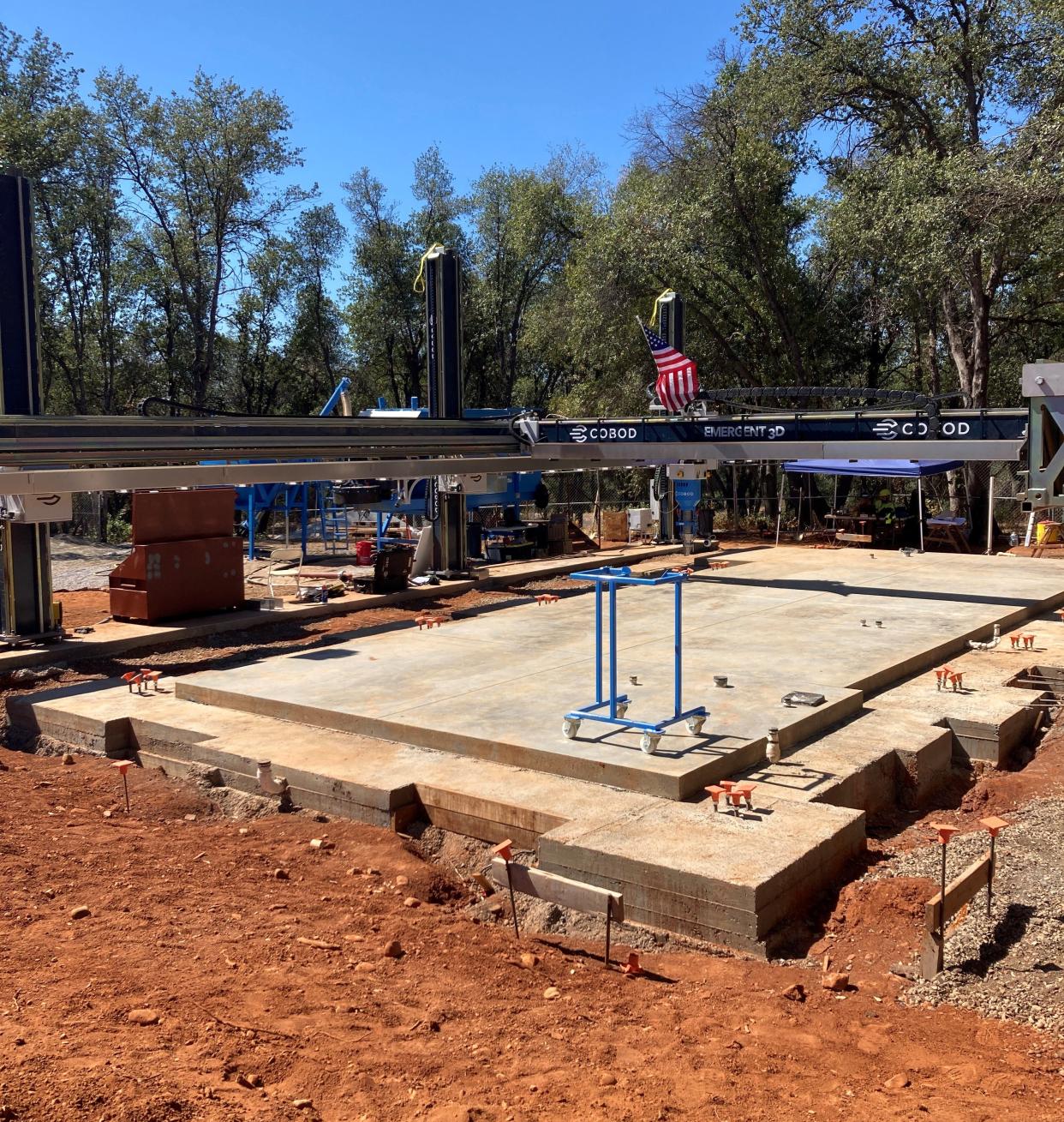 The foundation has been poured for the 3D-printed home at Enterprise Community Park.