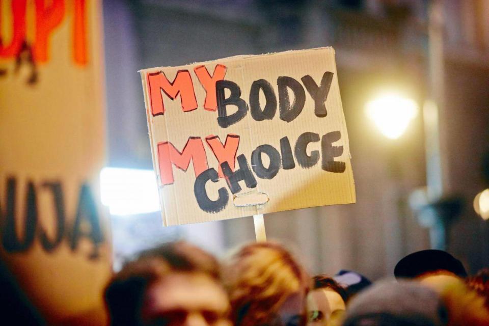 People gather in Łódź to protest plans to further restrict abortion laws (Agencja Gazeta/Reuters)