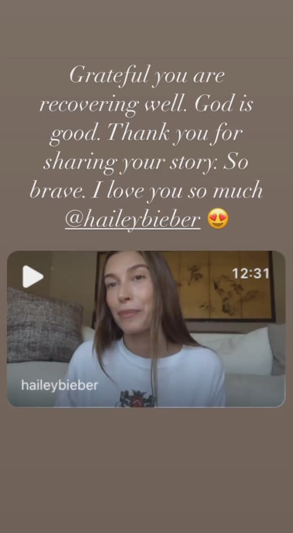 Pattie Mallette, Hailey Bieber, Insta Story